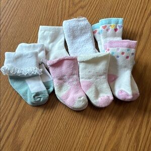 Assorted Baby Socks Set - Pink, White, and Blue